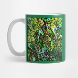Stained Glass Flowers Among Leaves Mug